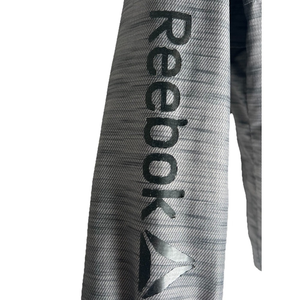 Reebok Boys XL 18/20 Gray Space Dye Hooded Windbreaker Jacket Full Zip Mesh Line - Picture 6 of 10